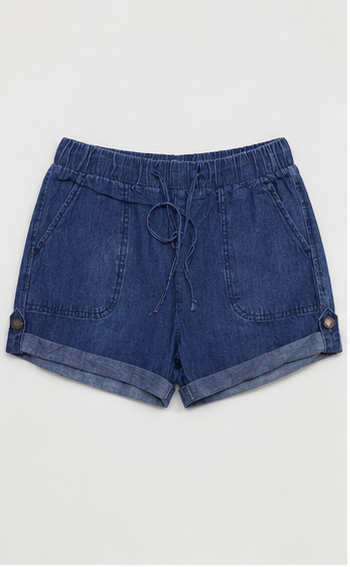 Short de Mezclilla con Pretina Elástica y Dobladillo