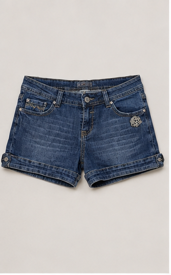 Short de Mezclilla Azul con Dobladillo