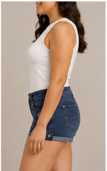 Short de Mezclilla Azul con Dobladillo