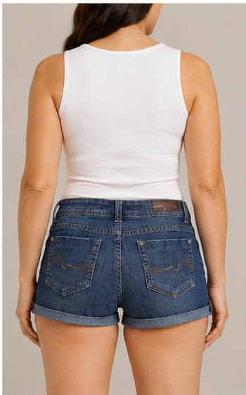 Short de Mezclilla Azul con Dobladillo