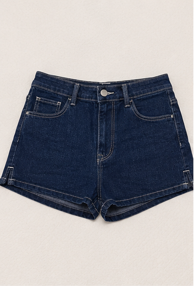 Short de Mezclilla de Tiro Alto Color Índigo