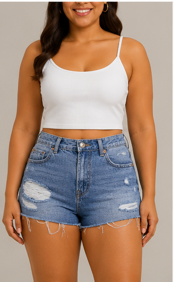 Short de Mezclilla Claro Desgastado