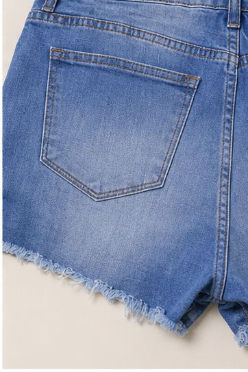 Short de Mezclilla Azul con Efecto Desgastado