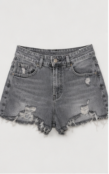 Short de Mezclilla Gris Desgastado
