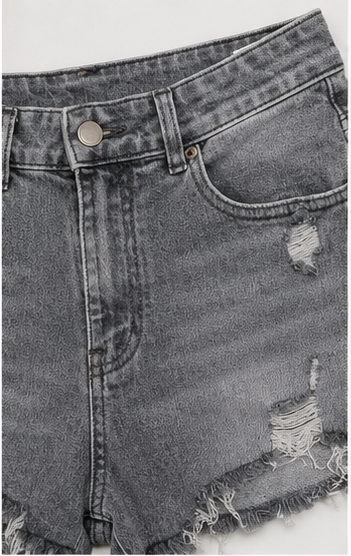Short de Mezclilla Gris Desgastado