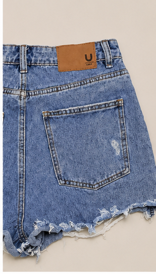 Short de Mezclilla Desgastado de Tiro Alto