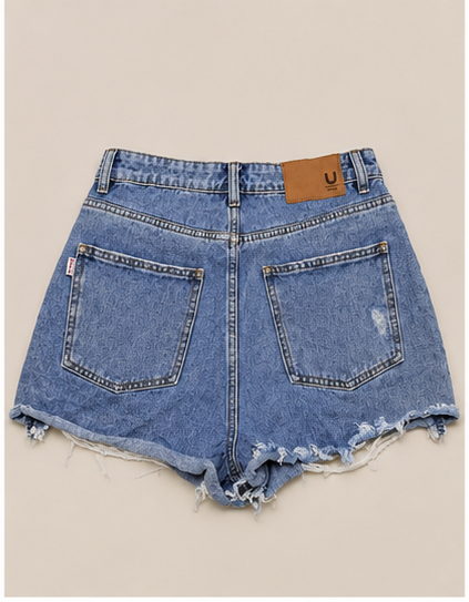 Short de Mezclilla Desgastado de Tiro Alto