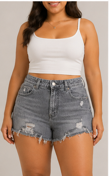 Short de Mezclilla Gris Desgastado