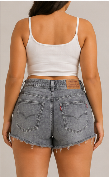 Short de Mezclilla Gris Desgastado