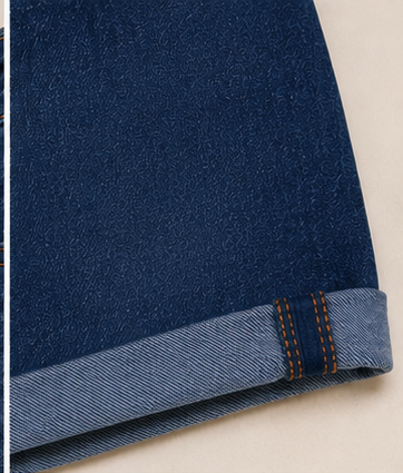 Short de Mezclilla Azul de Tiro Alto con Dobladillo