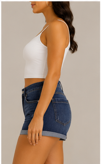 Short de Mezclilla Azul con Dobladillo
