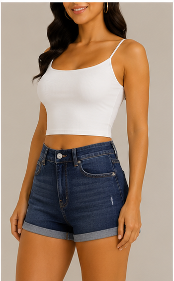 Short de Mezclilla Azul con Dobladillo
