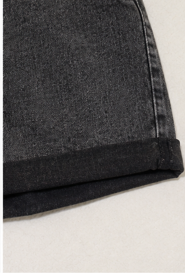 Short de Mezclilla Negro Clásico de Tiro Alto