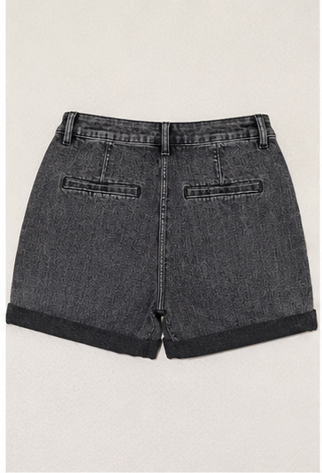 Short de Mezclilla Negro Clásico de Tiro Alto