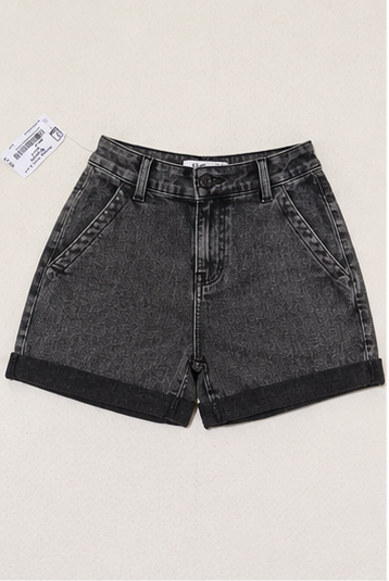 Short de Mezclilla Negro Clásico de Tiro Alto