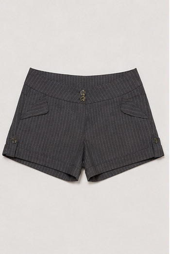 Short Gris de Tiro Alto con Raya Diplomática