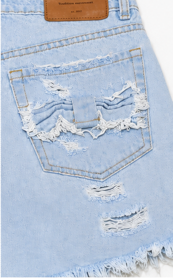 Short de Mezclilla Desgastado de Tiro Alto