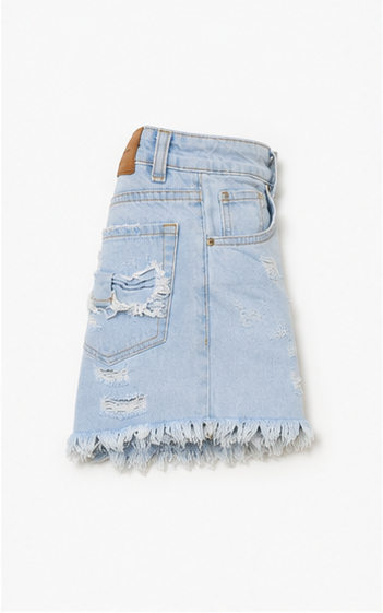 Short de Mezclilla Desgastado de Tiro Alto