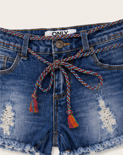 Short de Mezclilla Azul con Detalles Desgastados para Mujer