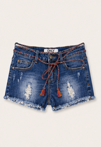Short de Mezclilla Azul con Detalles Desgastados para Mujer
