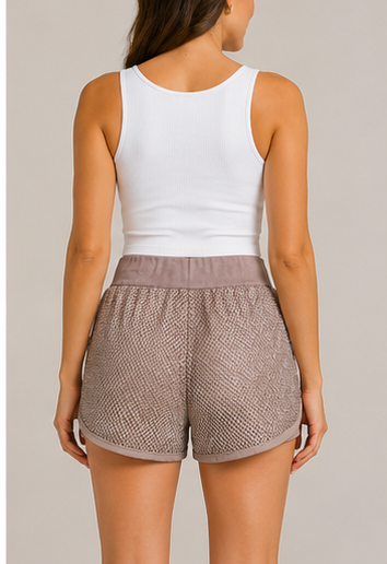 Short Deportivo Malva con Cintura Ancha