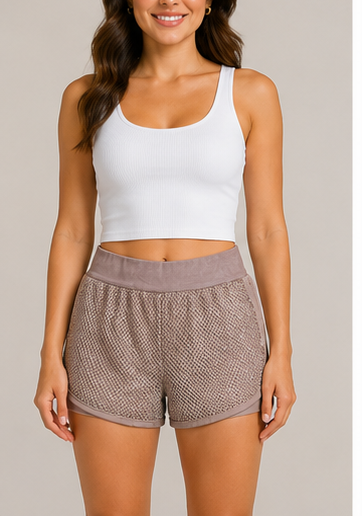 Short Deportivo Malva con Cintura Ancha