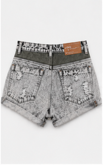 Short de Mezclilla Desgastado de Tiro Alto