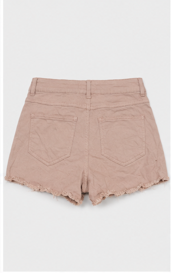 Short de Mezclilla de Tiro Alto con Detalles Desgastados
