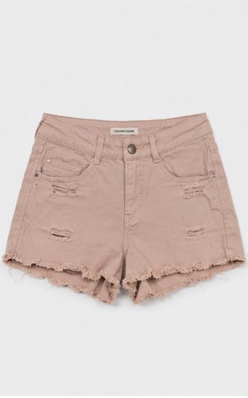 Short de Mezclilla de Tiro Alto con Detalles Desgastados
