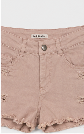 Short de Mezclilla de Tiro Alto con Detalles Desgastados
