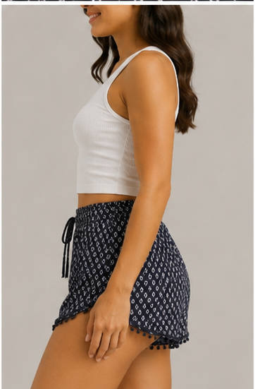 Short Estampado con Detalle de Pompones