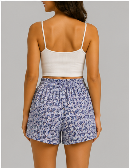 Short Floral de Tiro Alto con Cintura Elástica