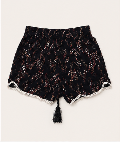 Short Estampado con Borlas Decorativas