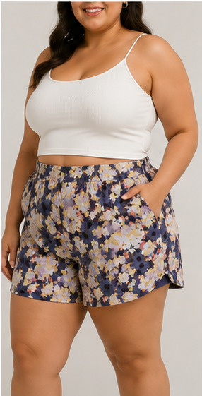 Short Estampado Floral de Tiro Alto con Cintura Elástica