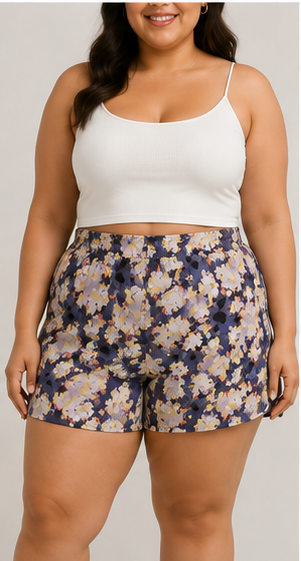Short Estampado Floral de Tiro Alto con Cintura Elástica