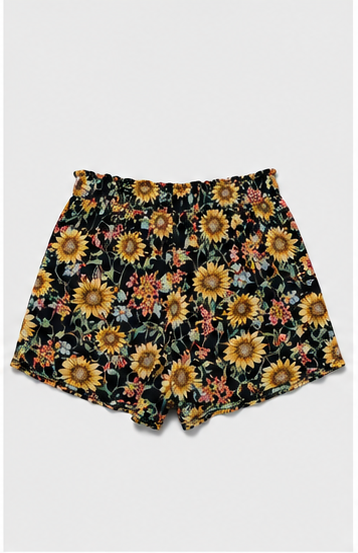 Short Floral Negro con Girasoles