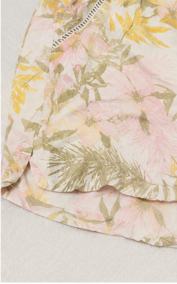 Short Floral con Cintura Elástica y Cordón Ajustable