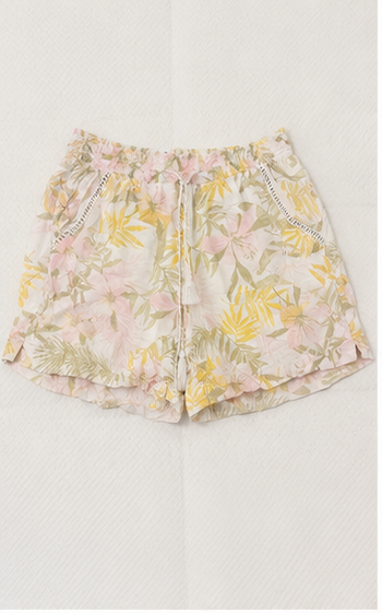 Short Floral con Cintura Elástica y Cordón Ajustable