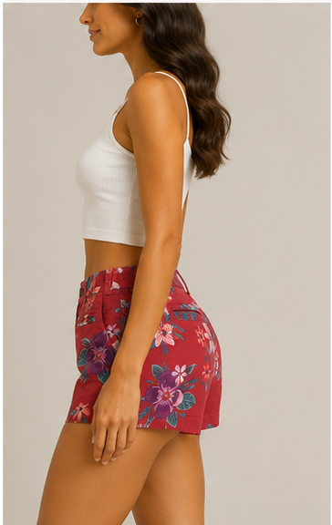 Short Floral de Cintura Alta