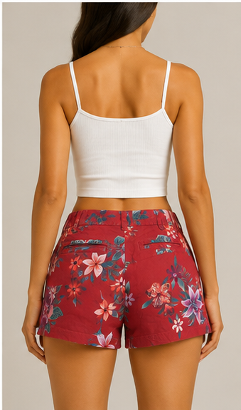 Short Floral de Cintura Alta