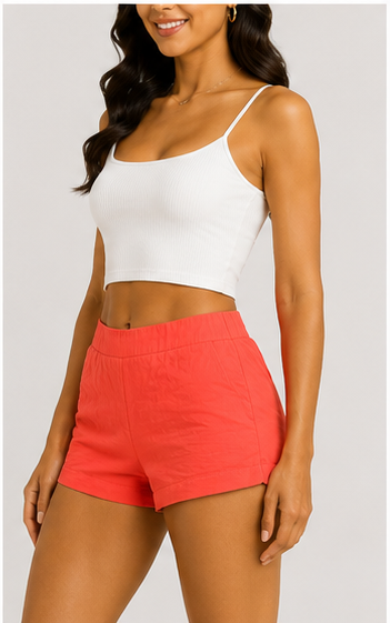 Short de Tiro Alto Color Coral