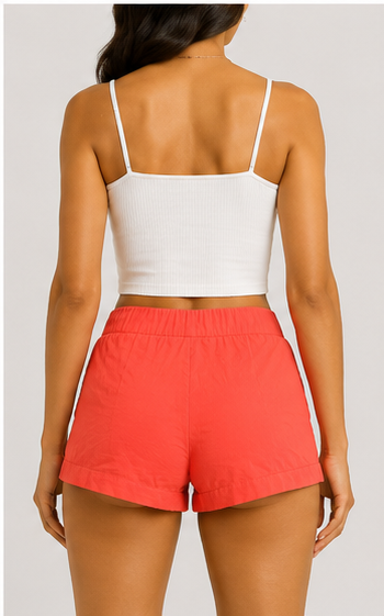 Short de Tiro Alto Color Coral