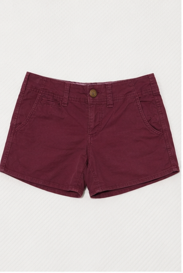 Short de Tiro Alto Color Vino con Bolsillos