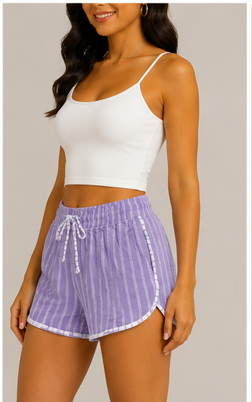 Short Casual de Rayas Lilas
