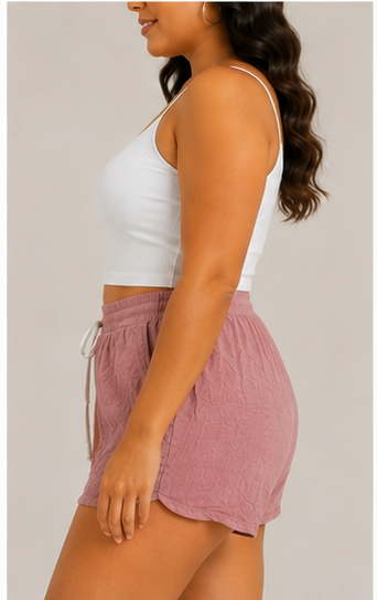 Short Casual Rosa con Cintura Ajustable