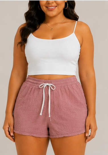 Short Casual Rosa con Cintura Ajustable