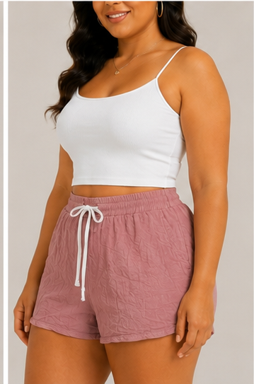 Short Casual Rosa con Cintura Ajustable