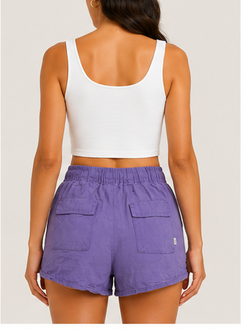 Short de Tiro Alto con Cintura Elástica y Cordón Ajustable