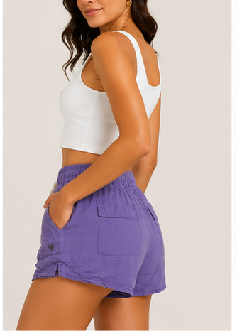 Short de Tiro Alto con Cintura Elástica y Cordón Ajustable