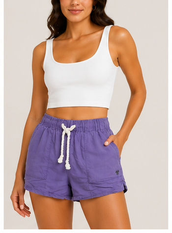 Short de Tiro Alto con Cintura Elástica y Cordón Ajustable